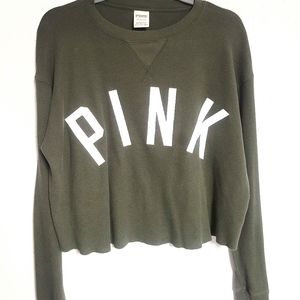 PINK cropped long sleeve thermal